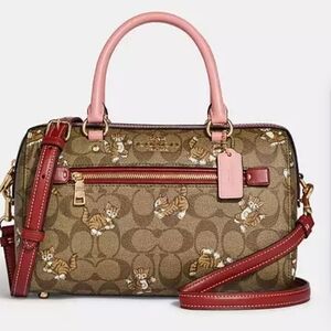 Coach Rowan dancing kitten signature canvas satchel. NWOT